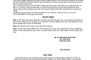 Quyết định 1918/QĐ-UBND Quy chế phối hợp giữa cơ quan giải quyết đăng ký kinh doanh, đăng ký  thuế và đăng ký con dấu doanh nghiệp thành lập