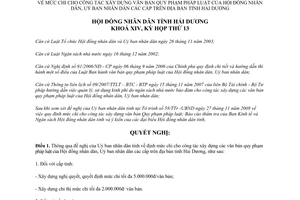 Nghị quyết 107/2008/NQ-HĐND chi xây dựng văn bản HĐND UBND các cấp Hải Dương