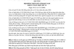 Nghị quyết 13/2008/NQ-HĐND mức trợ cấp đóng góp người nghiện ma tuý Hà Nam