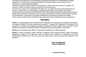 117/2008/QD-BNN promulgating the regulation on inspecting and certifying food hy