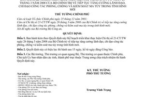 Quyết định 165/2008/QĐ-TTg Kế hoạch triển khai thực hiện Chỉ thị 21-CT/TW