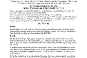 Nghị quyết 713/2008/UBTVQH12 triển khai nghị quyết của quốc hội xây dựng luật, pháp lệnh 2009 và bổ sung xây dựng luật, pháp lệnh quốc hội 2007-2011