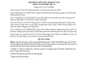 Nghị quyết 17/2008/NQ-HĐND sửa đổi bãi bỏ phí lệ phí khoản đóng góp nhân dân Hà Nam