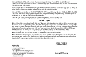 Quyết định 118/2008/QĐ-BNN quy chế kiểm tra và chứng nhận chất lượng, vệ sinh an toàn thực phẩm hàng hóa thủy sản