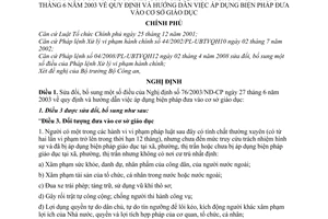 Nghị định 125/2008/NĐ-CP hướng dẫn áp dụng biện pháp đưa vào cơ sở giáo dục sửa đổi Nghị định 76/2003/NĐ-CP