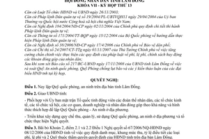 Nghị quyết 110/2008/NQ-HĐND  lập Quỹ quốc phòng, an ninh trên địa bàn tỉnh Lâm Đồng