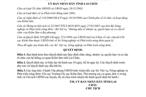 Quyết định 31/2008/QĐ-UBND chức năng quyền hạn cơ cấu hệ thống cơ quan Kiểm lâm Lai Châu