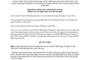 Nghị quyết 37/2008/NQ-HĐND dự toán thu chi ngân sách 2009 tỉnh Kiên Giang