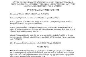 Quyết định 49/2008/QĐ-UBND điều chỉnh phân cấp nguồn thu ngân sách 2009 Quảng Nam
