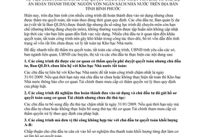 Chỉ thị 22/2008/CT-UBND quyết toán tất toán vốn đầu tư vốn ngân sách Bình Phước