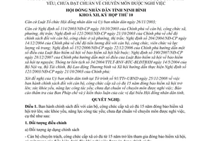 Nghị quyết 22/2008/NQ-HĐND chính sách cán bộ xã đủ 15 năm bảo hiểm xã hội Ninh Bình