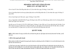 Nghị quyết 40/2008/NQ-HĐND điều chỉnh tỷ lệ điều tiết khoản thu các cấp Ngân sách Yên Bái