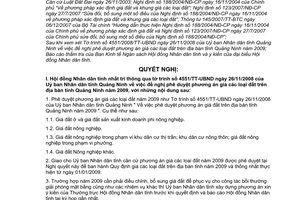 Nghị quyết 24/2008/NQ-HĐND phê duyệt phương án giá các loại đất trên địa bàn tỉnh Quảng Ninh năm 2009