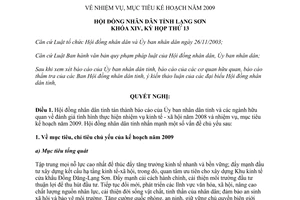 Nghị quyết 15/2008/NQ-HĐND nhiệm vụ mục tiêu kế hoạch năm 2009 Lạng Sơn
