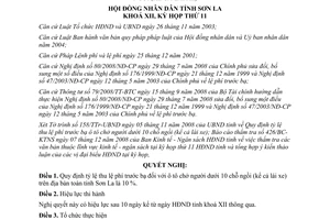 Nghị quyết 249/2008/NQ-HĐND Sơn La quy định Lệ phí trước bạ ô tô dưới 10 chỗ