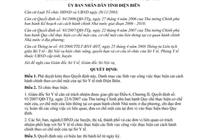 Quyết định 1941/QĐ-UBND năm 2008 danh mục lĩnh vực thực hiện cải cách hành chính một cửa Sở Y tế Điện Biên