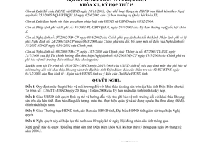 Nghị quyết 143/2008/NQ-HĐND quy định mức thu phí bảo vệ môi trường