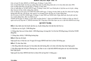 Nghị quyết 250/2008/NQ-HĐND mức thu lệ phí cấp bản sao chứng thực