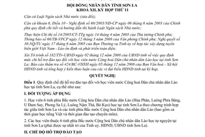 Nghị quyết 252/2008/NQ-HĐND đào tạo học viên Cộng hoà Dân chủ nhân dân Lào Sơn La