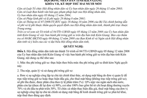 Nghị quyết 39/2008/NQ-HĐND điều chỉnh phí trông giữ xe trên địa bàn tỉnh Kiên Giang