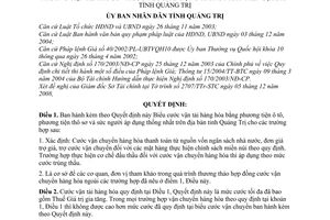 Quyết định 39/2008/QĐ-UBND cước vận tải hàng hóa bằng phương tiện ô tô, xe thô sơ  sức người