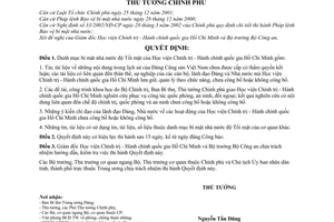 Quyết định 168/2008/QĐ-TTg  danh mục bí mật nhà nước độ tối mật của học viện chính trị - hành chính quốc gia Hồ Chí Minh