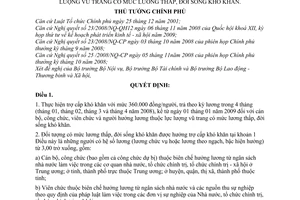 Quyết định 169/2008/QĐ-TTg trợ cấp khó khăn cán bộ, công chức, viên chức và lực lượng vũ trang có mức lương thấp, đời sống khó khăn