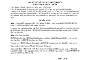 Nghị quyết 33/2008/NQ-HĐND sửa đổi Nghị quyết 16/2008/NQ-HĐND