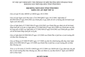 Nghị quyết 28/2008/NQ-HĐND mức thu phí bảo vệ môi trường khai thác khoáng sản tỉnh Vĩnh Phúc