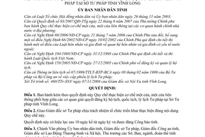 Quyết định 29/2008/QĐ-UBND quy chế thực hiện cơ chế 1 cửa,1 cửa liên thông giải quyết đăng ký hộ tịch, quốc tịch, lý lịch tư pháp tỉnh Vĩnh Long