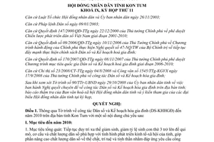 Nghị quyết 15/2008/NQ-HĐND Chuyên đề công tác dân số và kế hoạch hóa gia đình