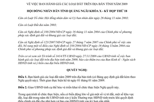 Nghị quyết 67/2008/NQ-HĐND ban hành giá các loại đất Quảng Ngãi năm 2009