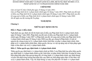 Nghị định 128/2008/NĐ-CP hứong dẫn Pháp lệnh xử lý vi phạm hành chính năm 2002 sửa đổi 2008