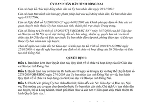 Quyết định số 89/2008/QĐ-UBND tổ chức Sở Giáo dục và Đào tạo tỉnh Đồng Nai