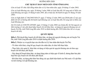 Quyết định 2516/QĐ-UBND 2008 Quy hoạch chi tiết khai thác sử dụng sét Trà Ôn Vĩnh Long 2010 2020