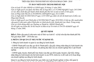 Quyết định 51/2008/QĐ-UBND phân cấp quản lý nhà nước một số lĩnh vực kinh tế - xã hội trên địa bàn thành phố Hà Nội giai đoạn 2009 - 2010