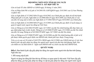 Nghị quyết 58/2008/NQ-HĐND  lệ phí cấp giấy phép lao động cho người nước ngoài