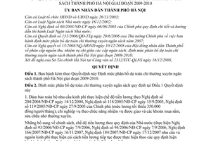 Quyết định 53/2008/QĐ-UBND định mức phân bổ dự toán chi thường xuyên ngân sách thành phố Hà Nội giai đoạn 2009-2010