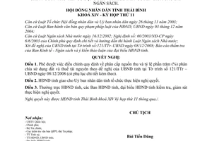 Nghị quyết 141/2008/NQ-HĐND điều chỉnh về phân cấp nguồn thu và tỷ lệ phần trăm