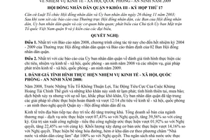 Nghị quyết 47/2008/NQ-HĐND nhiệm vụ kinh tế - xã hội, quốc phòng - an ninh năm 2009 quận 9