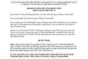 Nghị quyết 120/2008/NQ-HĐND sửa đổi Nghị quyết 71/2006/NQ-HĐND.K7 Đồng Tháp