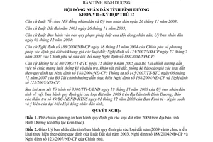 Nghị quyết 27/2008/NQ-HĐND7 phương án ban hành quy định giá các loại đất 2009 Bình Dương