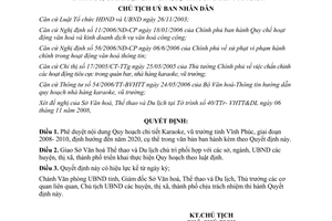 Quyết định 4635/QĐ-CT Quy hoạch chi tiết Karaoke vũ trường Vĩnh Phúc 2008 2010 định hướng 2020