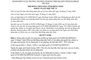 Nghị quyết 118/2008/NQ-HĐND sửa đổi phân cấp thu chi ngân sách Đồng Tháp 2007-2010