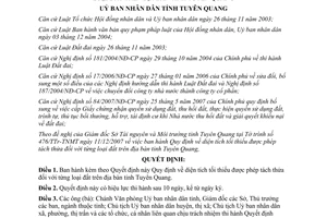 Quyết định 21/2008/QĐ-UBND diện tích tối thiểu được phép tách thửa Tuyên Quang