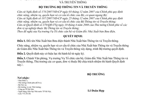 Quyết định 1882/QĐ-BTTTT đổi tên Nhà Xuất bản Bưu điện thành Nhà Xuất bản Thông tin và Truyền thông