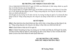 Quyết định 396/QĐ-UBDT Quy chế tổ chức và hoạt động Ban Quản lý dự án: "Tăng cường năng lực cho công tác xây dựng và thực hiện chính sách dân tộc"