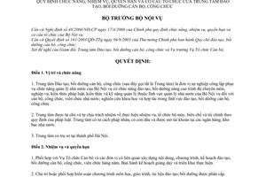 Quyết định 1618/QĐ-BNV  quy định chức năng, nhiệm vụ, quyền hạn và cơ cấu tổ chức của Trung tâm đào tạo, bồi dưỡng cán bộ, công chức