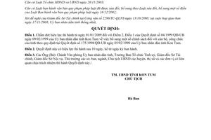 Quyết định 57/2008/QĐ-UBND chấm dứt hiệu lực thi hành chính sách Kon Tum