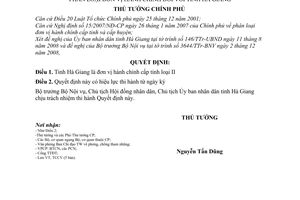 Quyết định 1842/QĐ-TTg phân loại đơn vị hành chính tỉnh Hà Giang